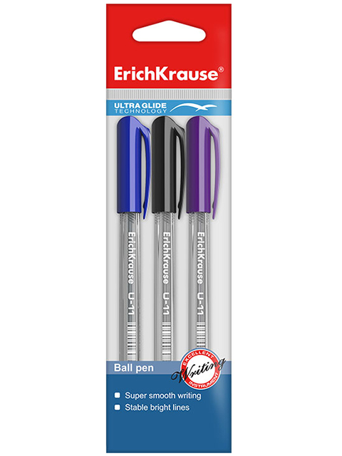 Набор шариковых ручек Erich Krause "Ultra Glide Technology U-11" 3 цвета