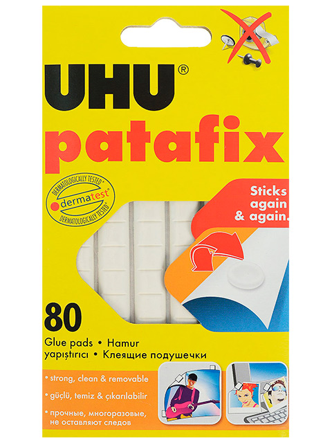 Клеящие подушечки UNU "Patafix", 80 шт, многоразовые, белые
