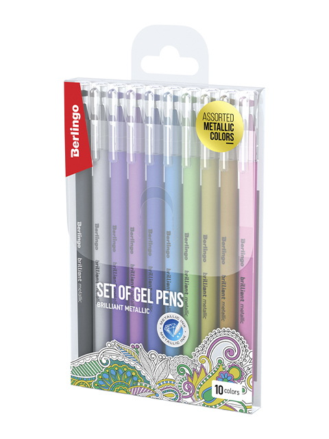 Набор ручек гелевых Berlingo "Brilliant Metallic" 10 цветов, 0,8мм, европодвес