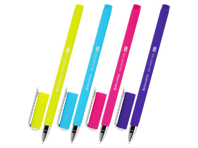 Ручка шариковая BRAUBERG "NEON", 0,7 мм, корпус ассорти, синяя