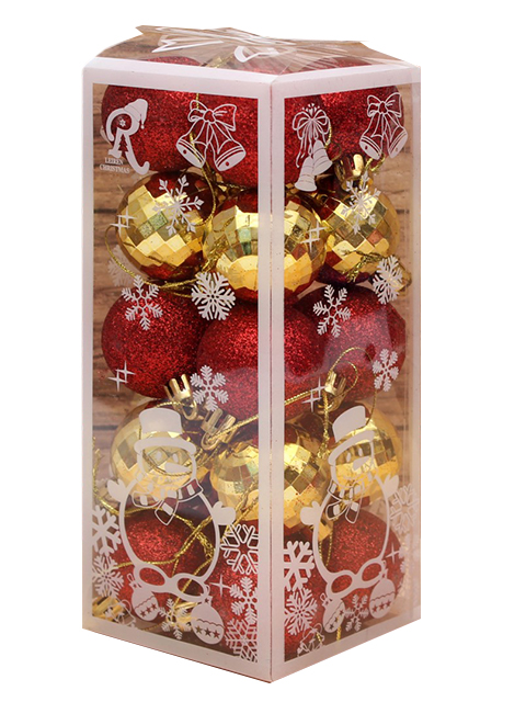 Набор елочных шаров MILAND "Веселый праздник!" 20 штук d-4 см, красный, золотой