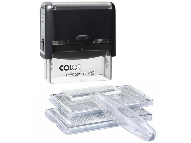 Самонаборный штамп COLOP "Printer C40 Set ч" 6-строчный, 59х23 мм, 2 кассы, черный, в блистере