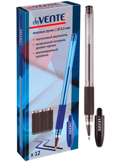 Ручка гелевая "deVENTE", 0,5 мм, резиновый держатель, чёрная