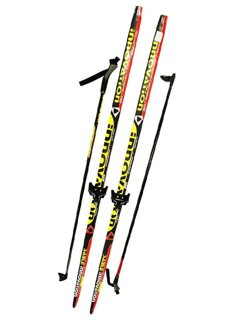 Лыжи STC Step (длина 175 см.) Snowmatic N3M+ палки 135см и крепление (с насечкой)