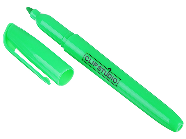 Текстовыделитель скошенный наконечник, круглый корпус, 4 мм, зеленый