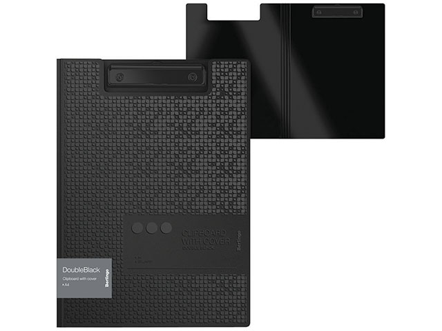 Папка-планшет с зажимом А4 Berlingo "DoubleBlack", черная с рисунком, 1300мкм