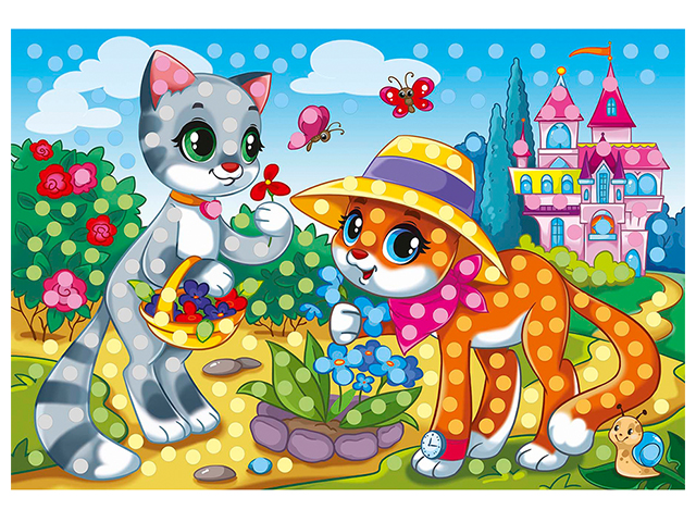 Набор для детского творчества А4 "Мозаика из помпонов. Красивые котята"