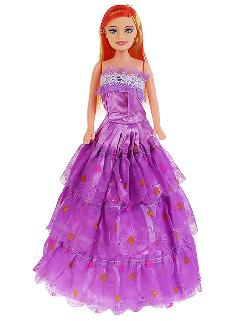 Кукла 29см,  в платье, с цветными прядями, в пакете
