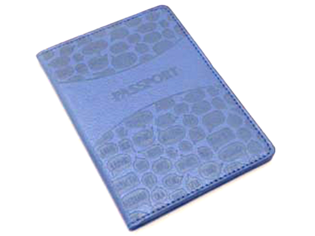Обложка для паспорта Intelligent "Passport" синий с перламутром, тиснение выноска, экокожа