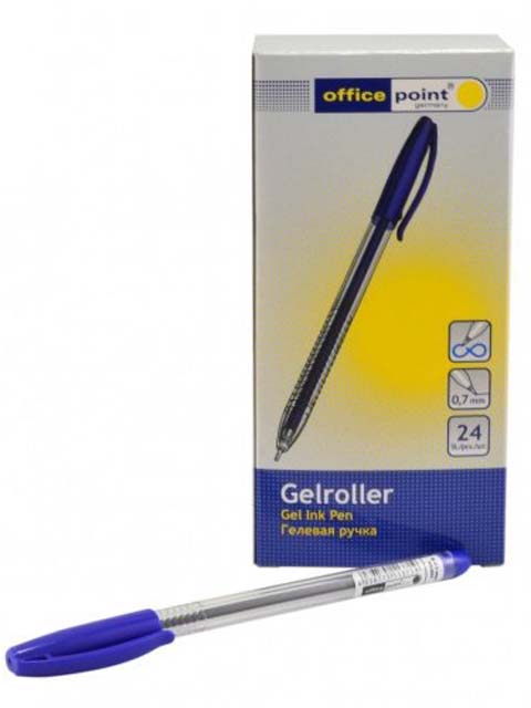 Ручка гелевая Office Point 0,7 мм, корпус прозр., синяя