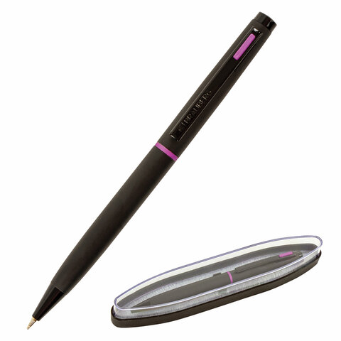 Ручка бизнес-класса шариковая BRAUBERG "Tono", корпус черный, синие детали, 0,5 мм, синяя