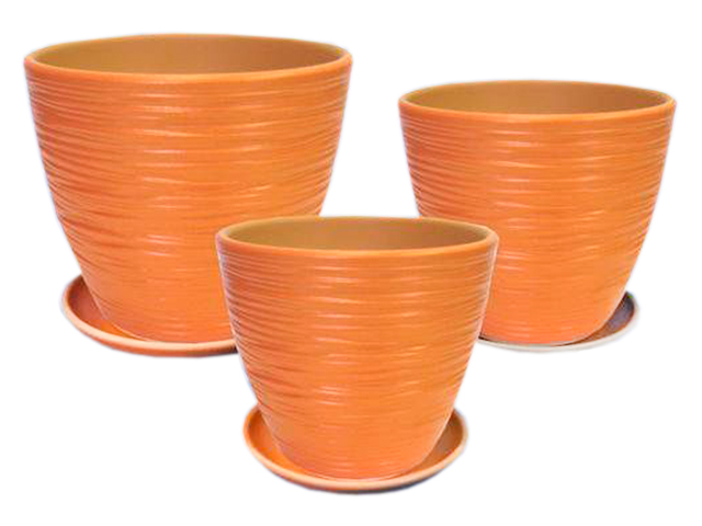 Горшок для цветов "Крокус Зефир" оранжевый, комплект из 3-х предметов
