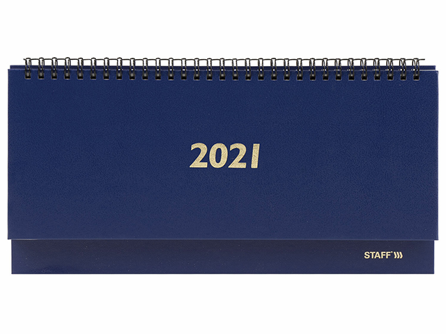 Планинг настольный датированный 2021 г., STAFF "Синий" обложка бумвинил на спирали, 285х112 мм, 111824