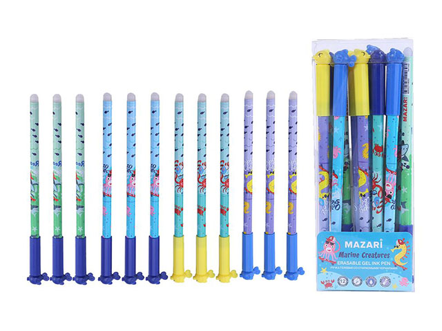 Ручка "пиши-стирай" гелевая Mazari "MARINE CREATURES" 0,5 мм, синяя