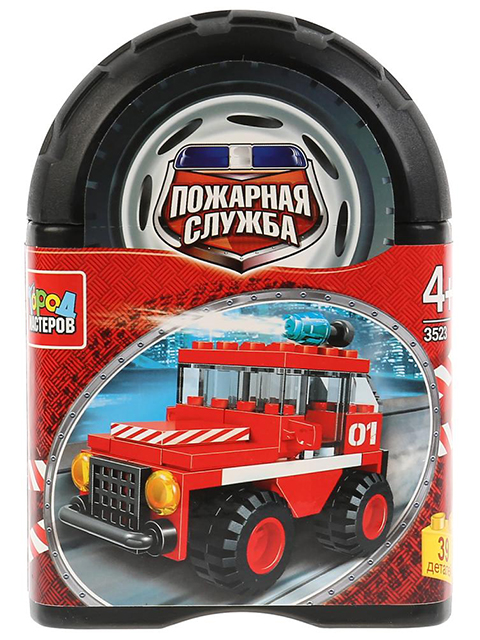 Конструктор "Город Мастеров. Пожарная машина" 39 деталей, в пластиковой банке