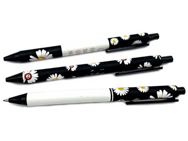 Ручка гелевая автоматическая Intelligent "Маргаритка" 0,5 мм, матовый корпус с рисунком, черная