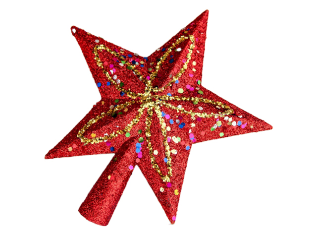 Верхушка "Звезда" блеск и конфетти 13,5х14,5см, красный