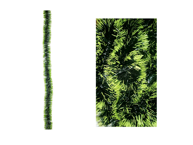 Мишура "Норка" длина 2 метра, d-50мм, зеленая с салатовыми кончиками