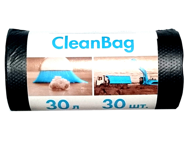 Мешок для мусора 30 литров 30 штук "CleanBag" 48х55 см, 12 мкм, черный