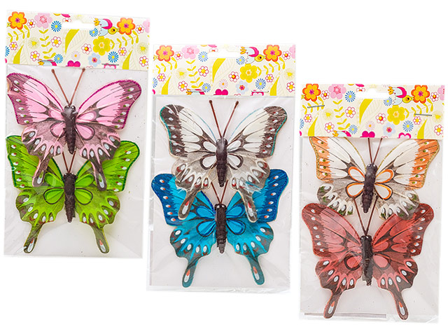 Декор "Бабочки" 10х9 см, на прищепке, цвет в ассортименте, 2 шт в упаковке