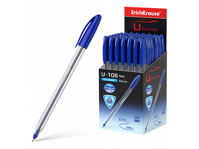 Ручка шариковая Erich Krause "U-108"Classic Stick 1,0 мм, синяя