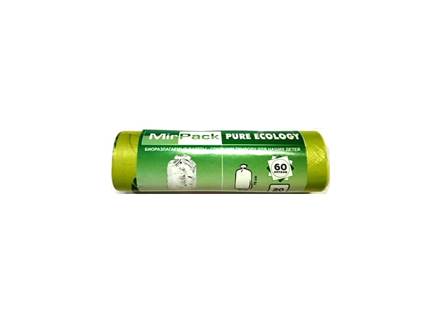 Мешок для мусора 60 л. 20 шт. "MirPack. Ecology" 60х70 см, биоразлагаемые, зеленые, 7 мкм