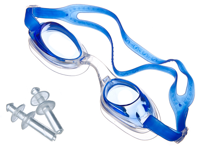 Очки для плавания "SILAPRO" незапотевающие, силикон, ПВХ, + заглушки для ушей, в чехле