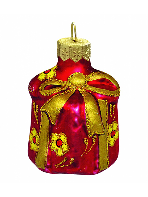 Елочное украшение фигурка "Подарок Народные Узоры" 6см, стекло, в подарочной упаковке