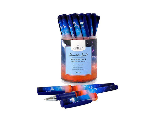 Ручка шариковая масляная LOREX "Sky of Stars. Sunset" 0,7 мм, корпус прорезиненный цветной, синяя