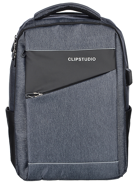 Рюкзак подростковый ClipStudio, 45х32х19 см, 2 отделения, 3 кармана, USB-выход, черный/ темно-серый