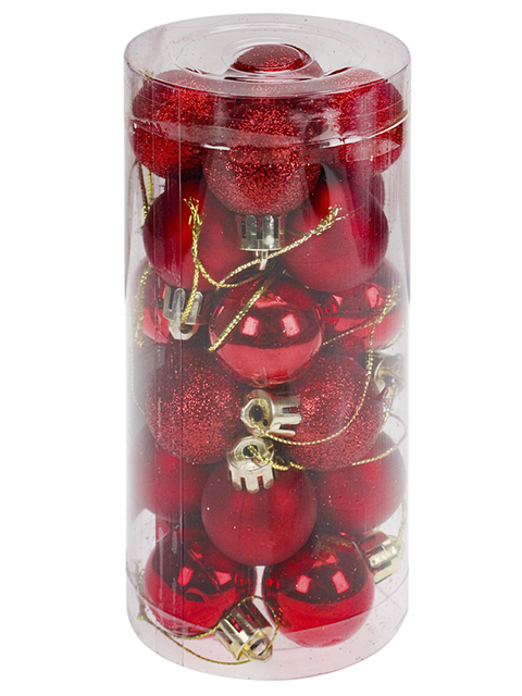 Набор елочных шаров MILAND "Новогоднее настроение" 24 штуки d-3 см, красный
