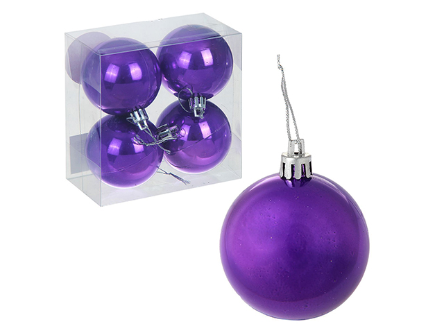 Набор елочных игрушек Шары Жемчужная капель Фиолетовый, 6 см, пластик, 4 штуки в упаковке