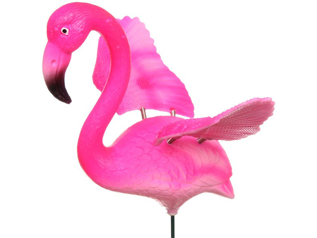 Фигурка декоративная "Фламинго с расправленными крыльями" 14х40см, на спице