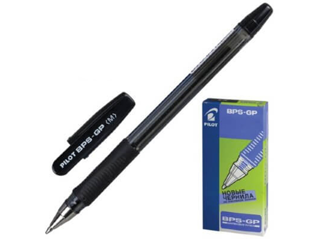 Ручка шариковая масляная PILOT "BPS-GP" M-1,0 мм, корпус прозрачный, черный