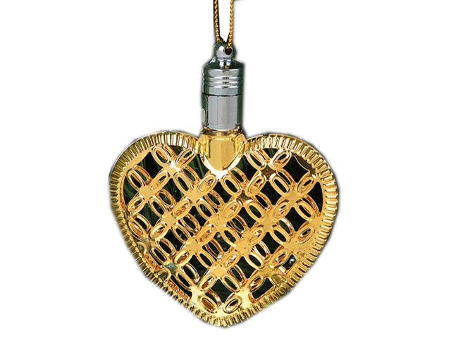 Елочное украшение Подвеска Сердце золотистое 7,5 см, 1LED RGB, на батарейках