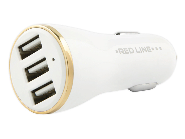 Зарядное устройство автомобильное Red Line Lux 3 USB(модель Z3) 3.4А, Fast Charger, белый