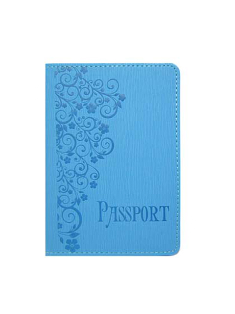 Обложка для паспорта Intelligent "Цветочный узор" голубой к/зам.