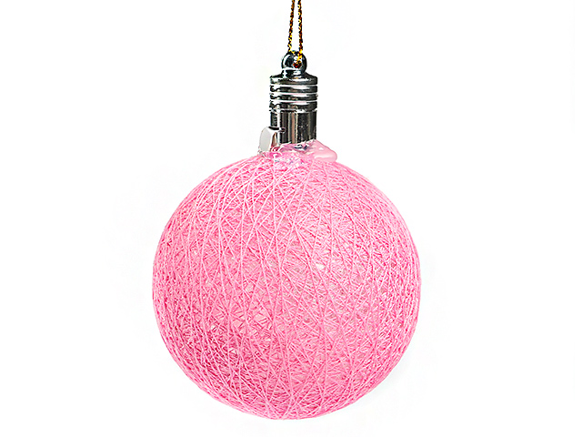 Игрушка световая LED "Елочный шар" 6 см на батарейках, розовый