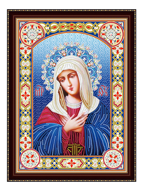 Алмазная мозаика Рыжий кот "Икона Умиление Пресвятой Богородицы" №1 30х40 см, с подрамником, частичное заполнение