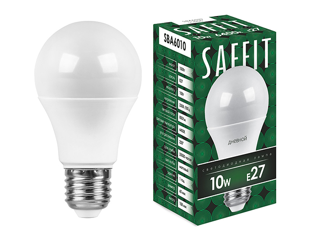 Лампа светодиодная "Saffit" LED 10Вт, Е27, 6400К, матовая