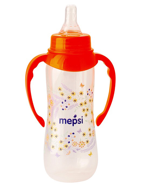Бутылочка для кормления MEPSI, с силиконовой соской, с ручками, 250 мл (с 4 месяцев)