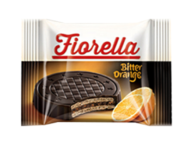Вафля "Fiorella" в черном шоколаде с цукатами апельсина, 20г