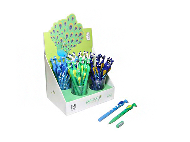 Ручка гелевая фигурная Intelligent "Павлин", мягкий корпус, ассорти