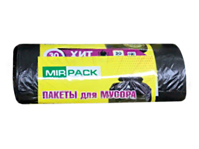 Мешок для мусора 30л. 30шт. "MirPack. ХИТ " 50х60см, 8 мкм, черные