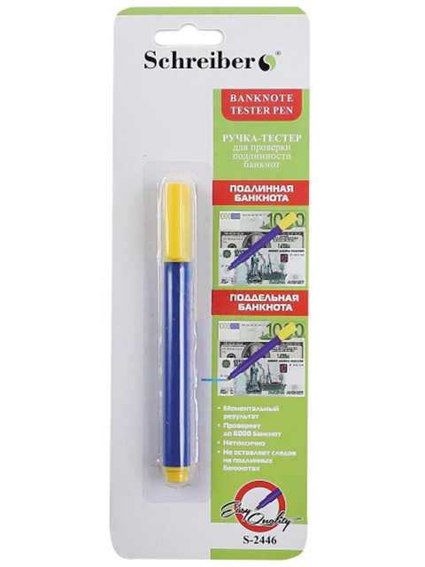 Ручка-тестер "Schreiber" для проверки подлинности банкнот, в блистерной упаковке