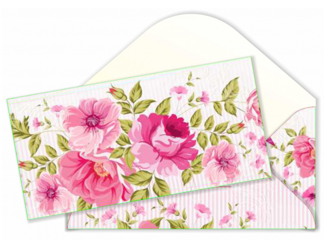 Открытка-конверт без надписи (розовые цветы)