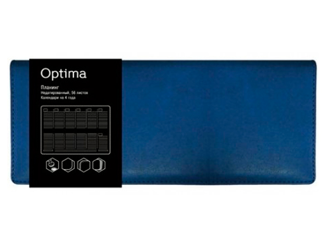 Планинг недатированный 56 листов Listoff "Optima" обл. кож/зам., поролон, синий