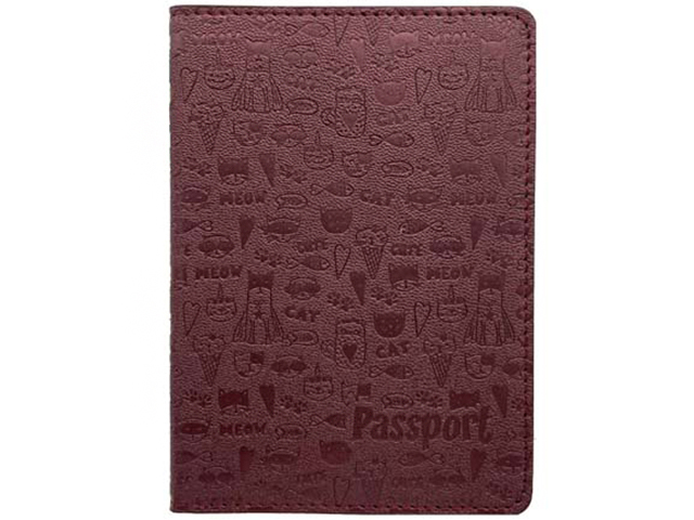 Обложка для паспорта Intelligent "Котики" к/зам, бордовый