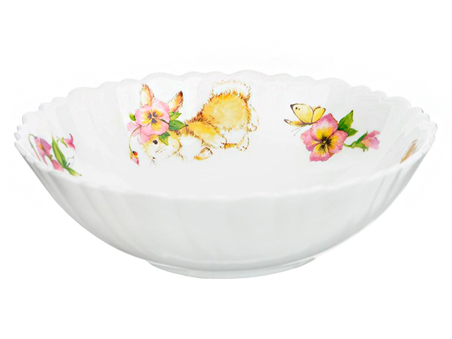 Тарелка суповая MILLIMI "Зайчата" детская, 15см, опаловое стекло, К18058