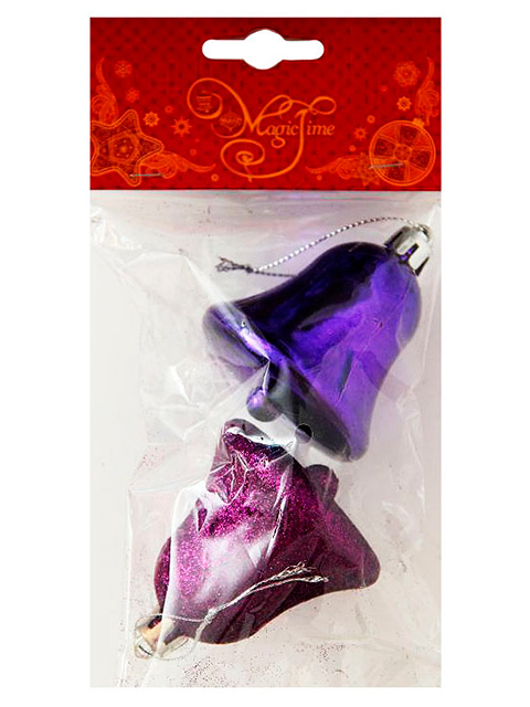 Набор елочных украшений "Фиолетовый колокольчик" 7 см, 2 шт. в упак.